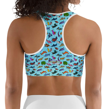 Nudibranch Sea Slugs: Racerback Swim Bra in Tropical Blue