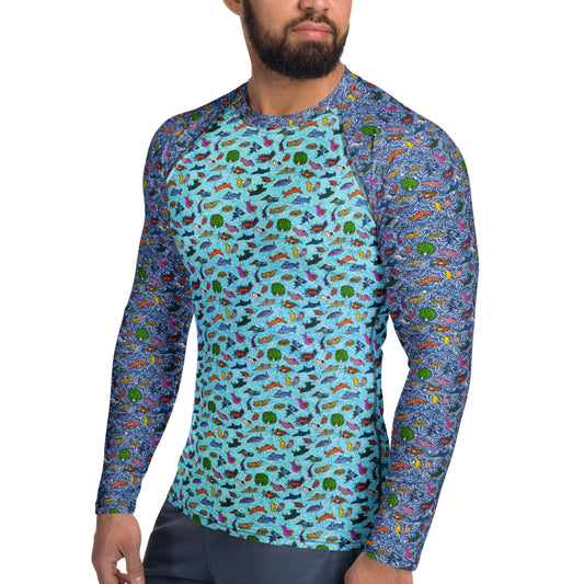Nudibranch Sea Slugs: Men's Rash Guard in Blue