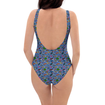 Nudibranch Sea Slugs: One-Piece Swimsuit in Deep-Sea Blue