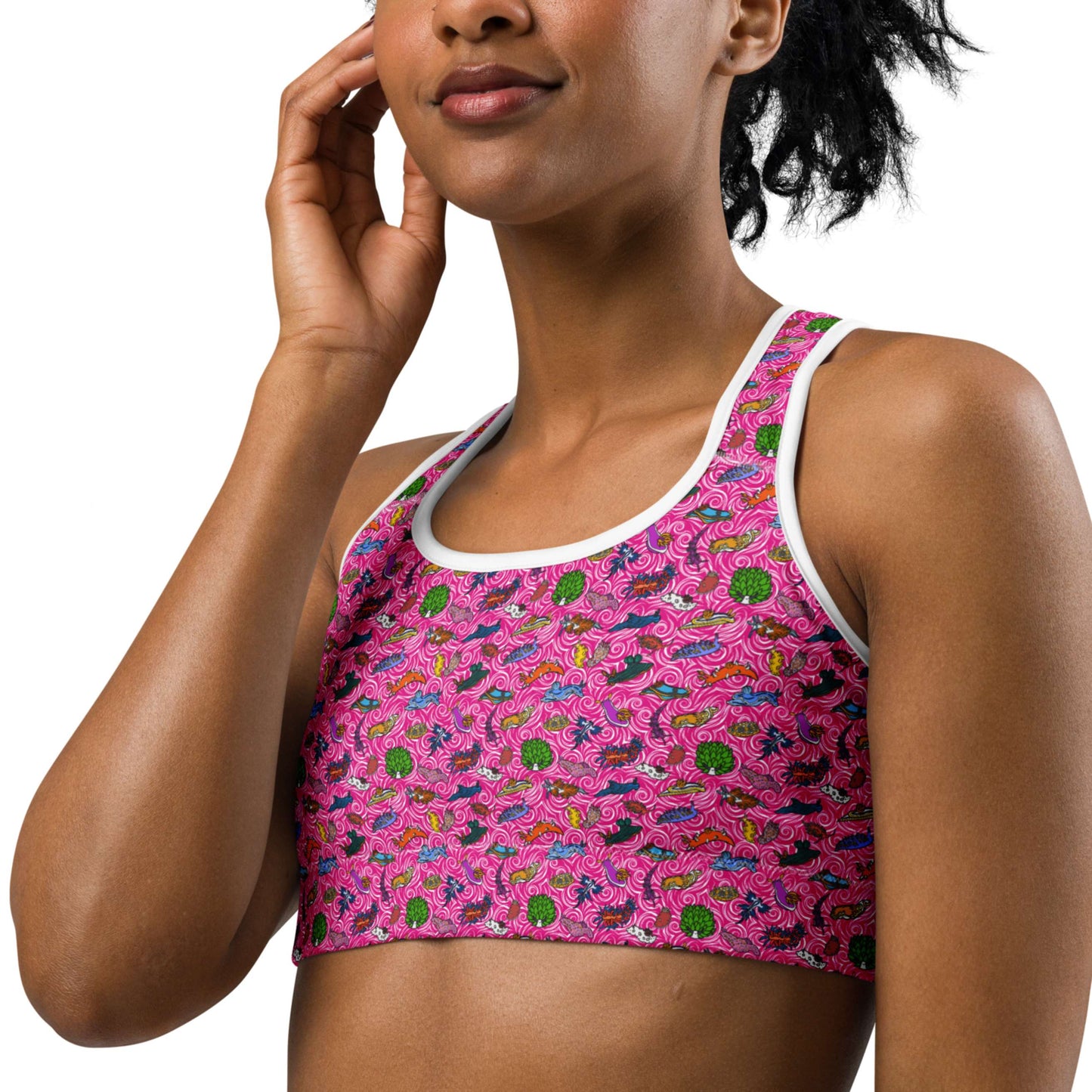 Nudibranch Sea Slugs: Racerback Swim Bra in Pink