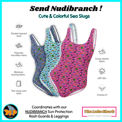 Nudibranch Sea Slugs: One-Piece Swimsuit in Tropical Blue