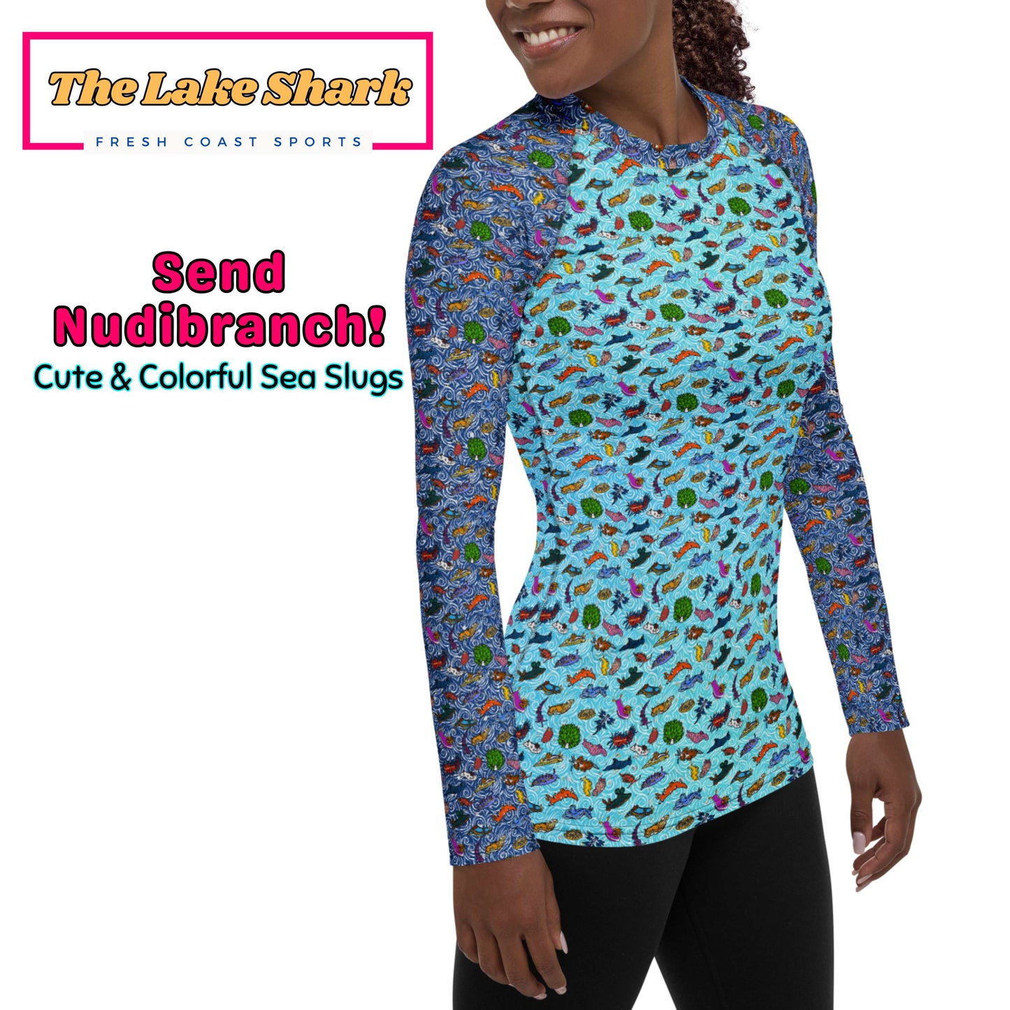 Nudibranch Sea Slugs: Women's Rash Guard in Blue Seas