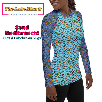 Nudibranch Sea Slugs: Women's Rash Guard in Blue Seas