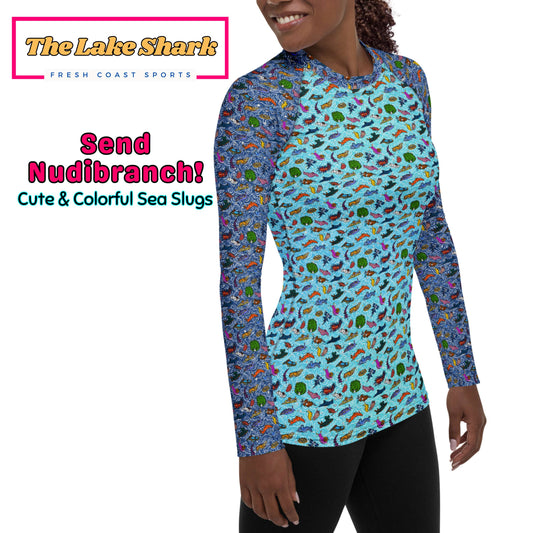 Nudibranch Sea Slugs: Women's Rash Guard in Blue