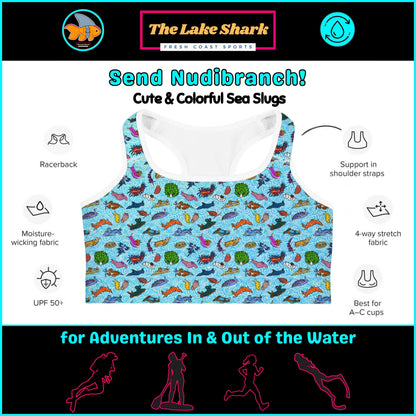 Nudibranch Sea Slugs: Racerback Swim Bra in Tropical Blue