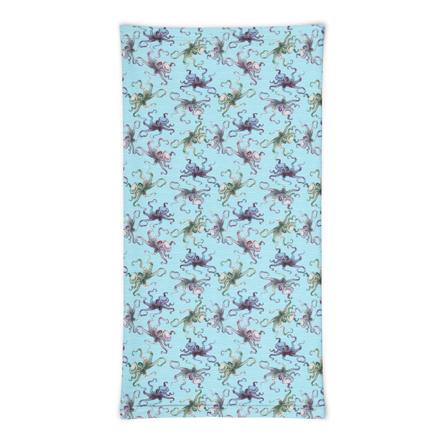 Octopus Splats Metallic toned light blue Graphic Design Gaiter Buff for Scuba Diving Hair Sun Protection SUP by The Lake Shark
