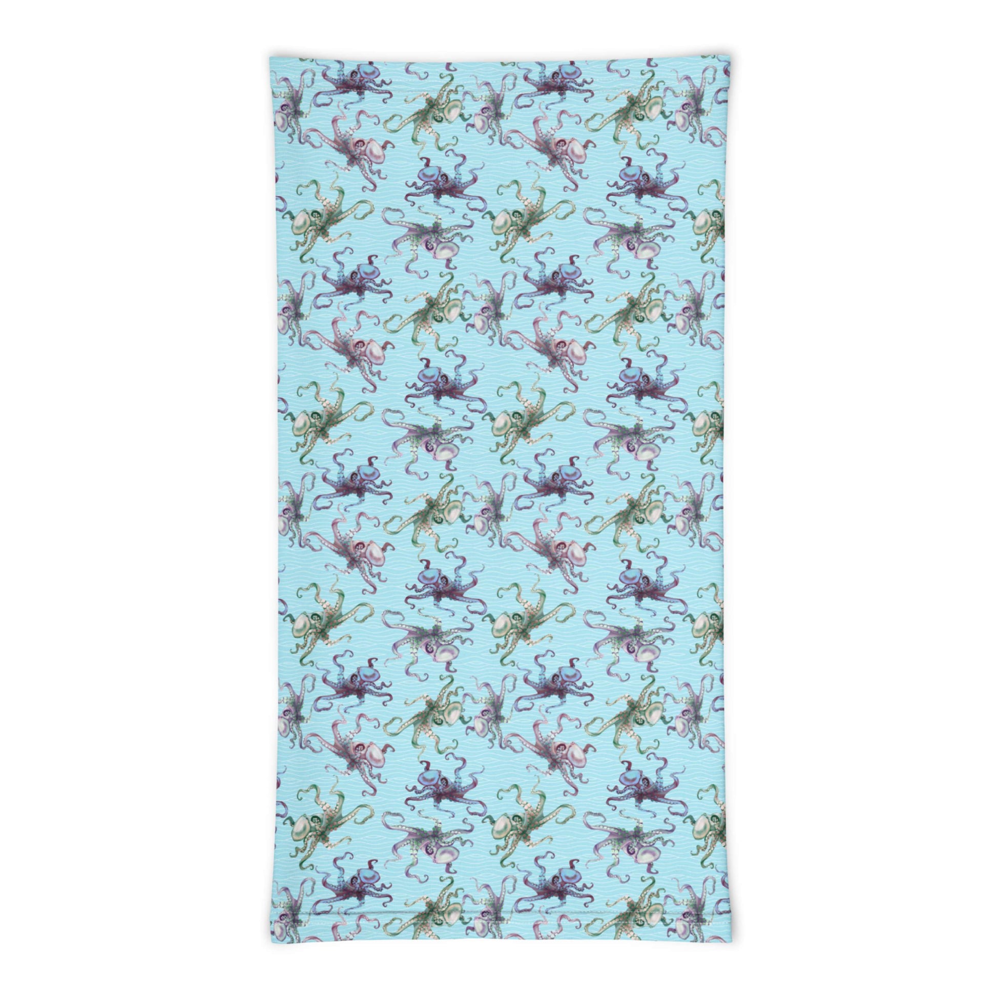 Octopus Splats Metallic toned light blue Graphic Design Gaiter Buff for Scuba Diving Hair Sun Protection SUP by The Lake Shark