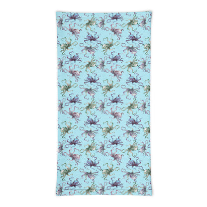 Octopus Splats Metallic toned light blue Graphic Design Gaiter Buff for Scuba Diving Hair Sun Protection SUP by The Lake Shark