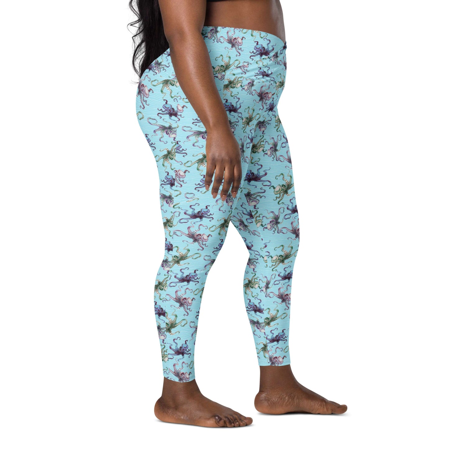 Octopus Splats: Women's Swim & Sports Leggings in Blue Chill