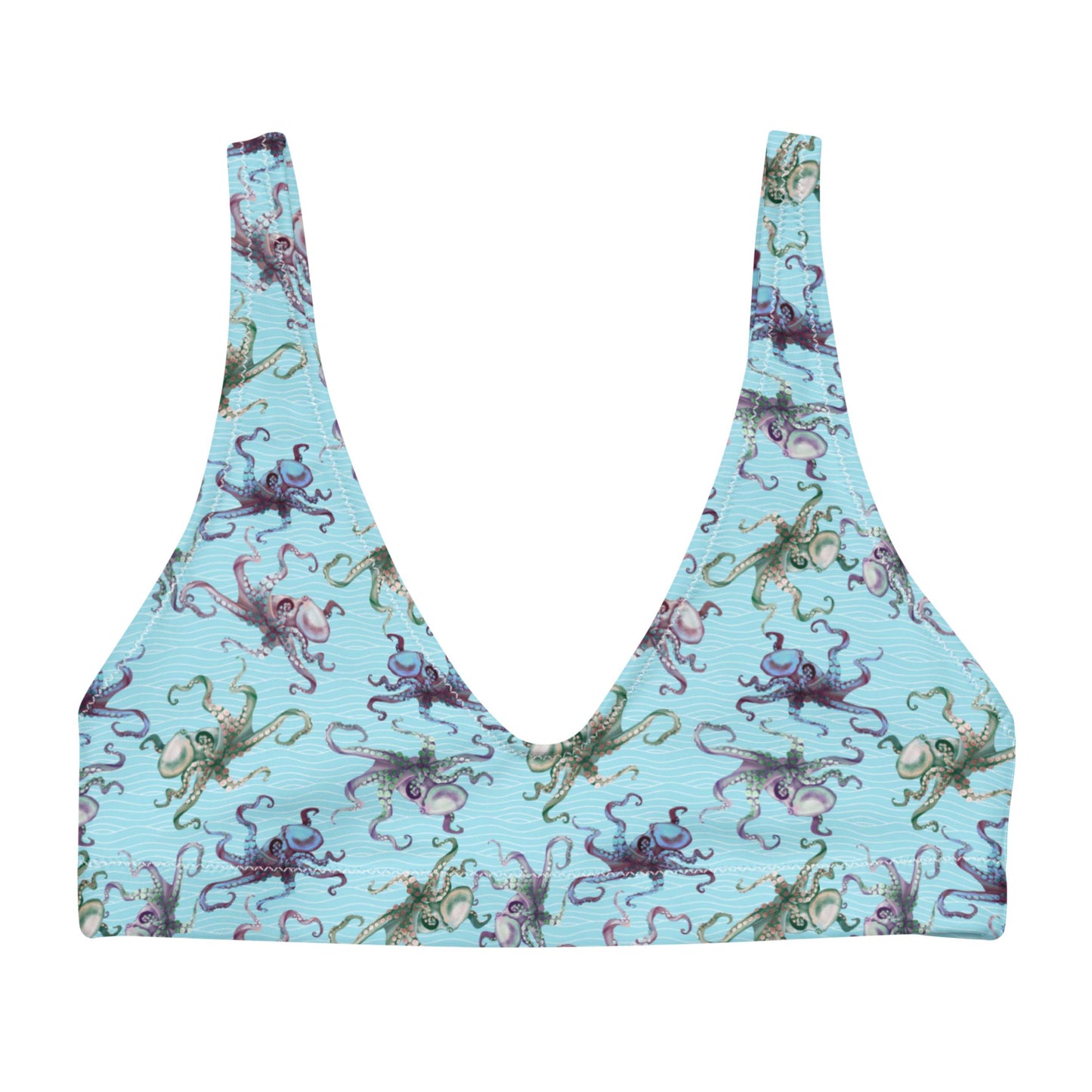 Octopus Splats: Bikini Top in Light Blue Chill
