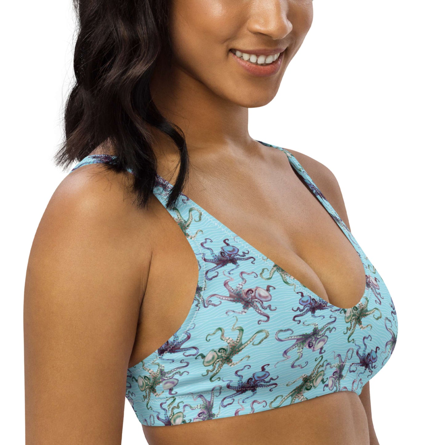 Octopus Splats: Bikini Top in Light Blue Chill