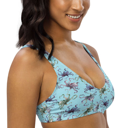 Octopus Splats: Bikini Top in Light Blue Chill