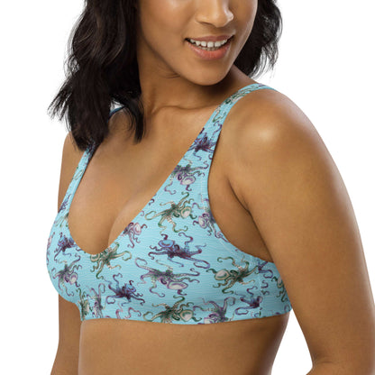 Octopus Splats: Bikini Top in Light Blue Chill
