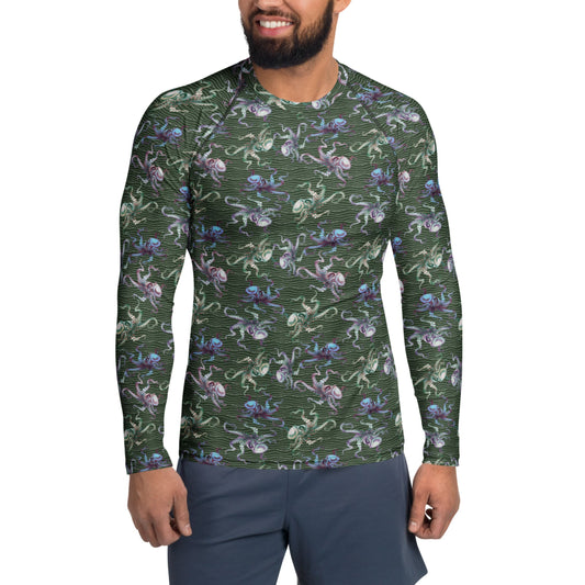 Octopus Scuba Diving Rash Guard for Men size XS S M L XL 2XL 3XL