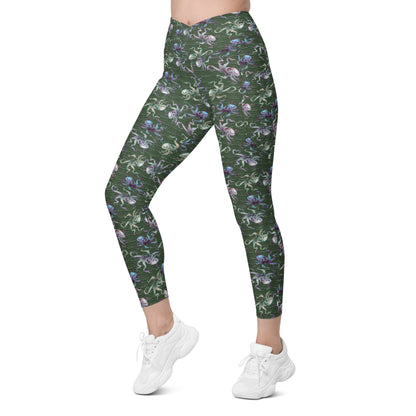 Octopus Splats: Women's Swim & Sports Leggings in Muck Monster Green