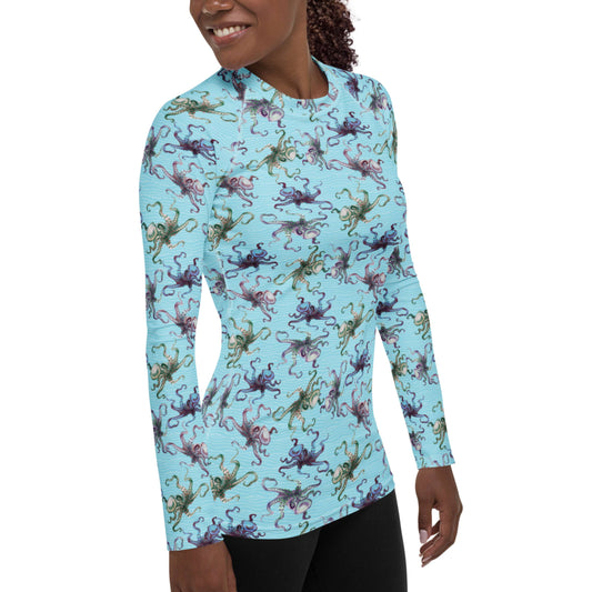 Octopus Splats: Women's Rash Guard Top (XS-3XL)