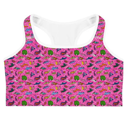 Nudibranch Sea Slugs: Racerback Swim Bra in Pink