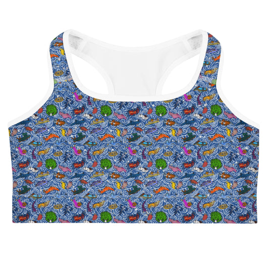 Nudibranch Sea Slugs: Racerback Swim Bra in Dark Blue
