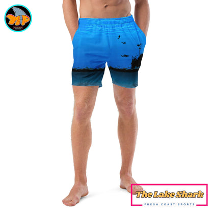 Get Wrecked -Shipwreck Sharks & Scuba: Men's Swim Trunks