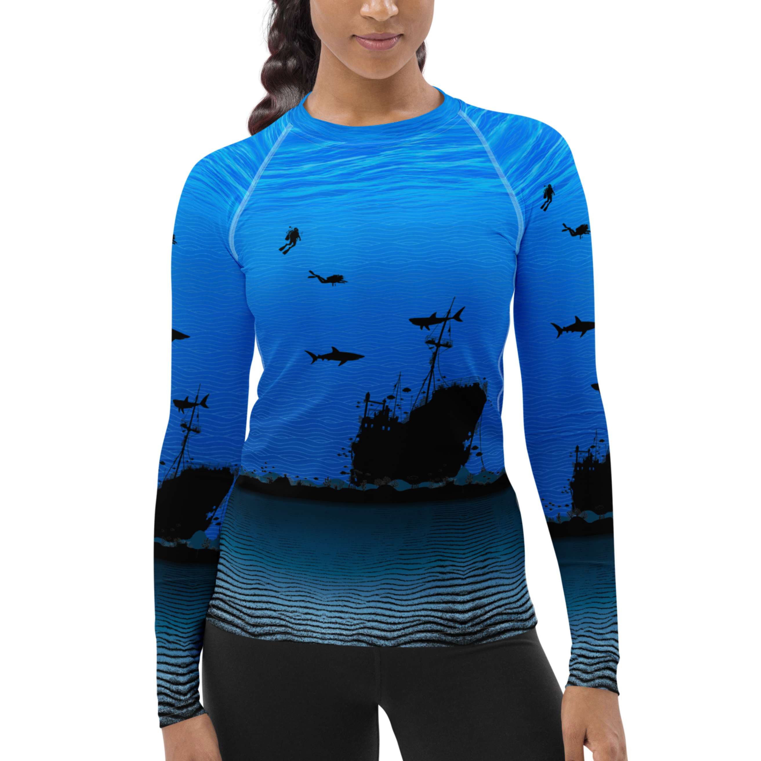 Get Wrecked! Shipwrecks, Sharks, & Scuba: Women's Rash Guard