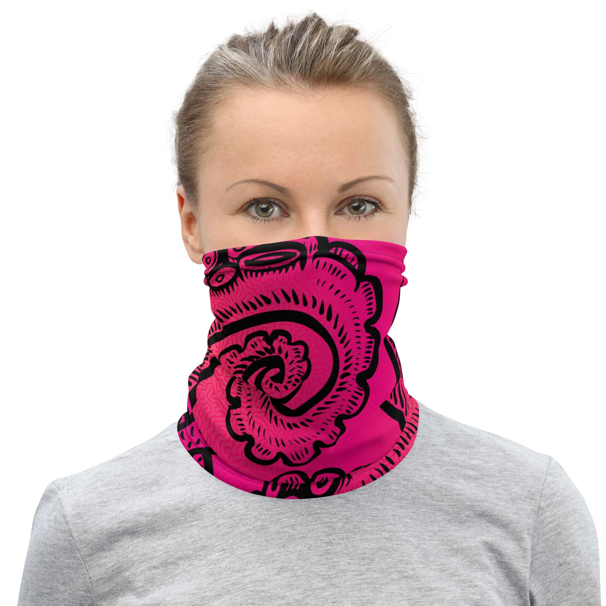 Pink Octopus Tentacle Twist Graphic Design Gaiter Buff for Scuba Diving Hair Sun Protection SUP by The Lake Shark