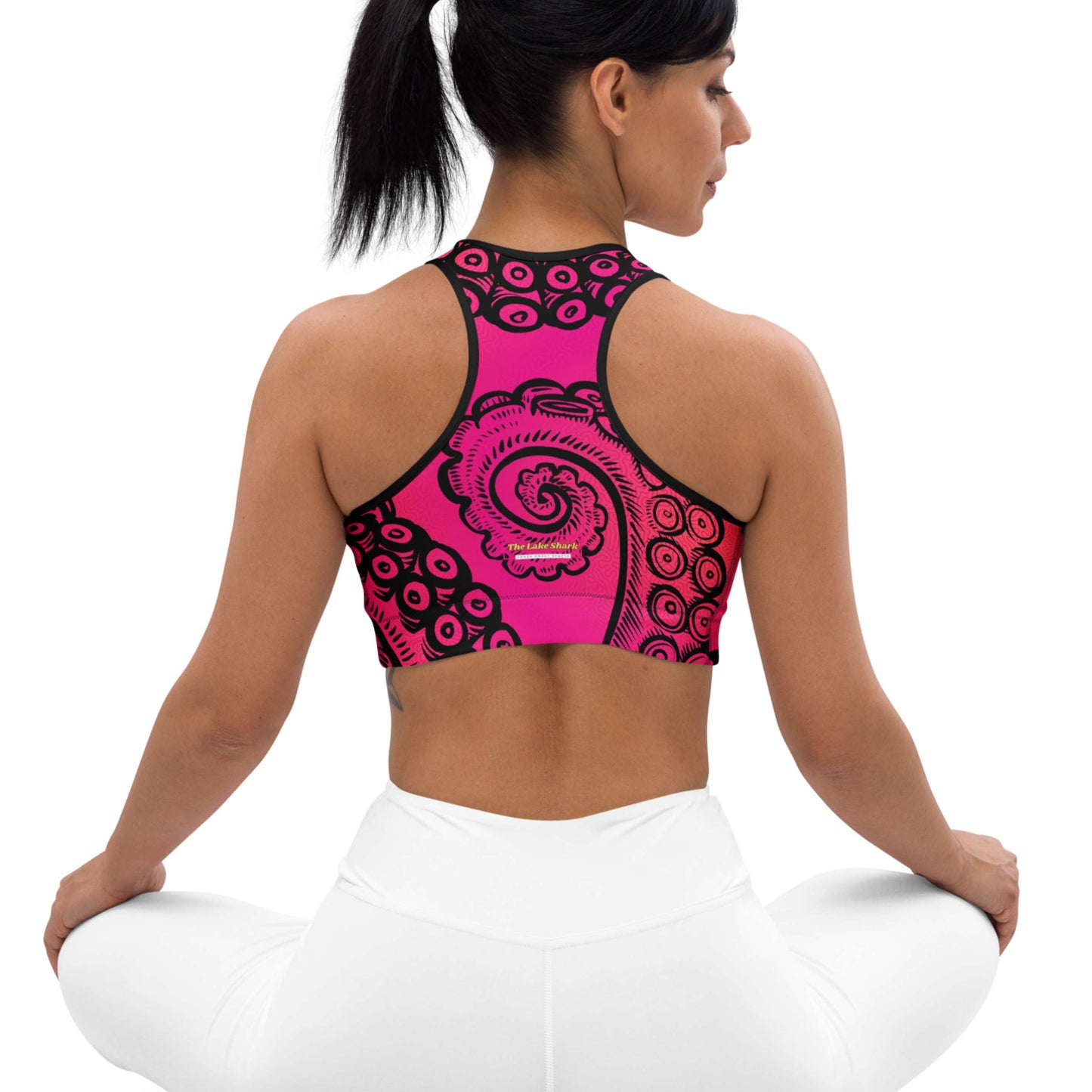 Tentacle Twist: Racerback Swim Bra in Pink Sunset