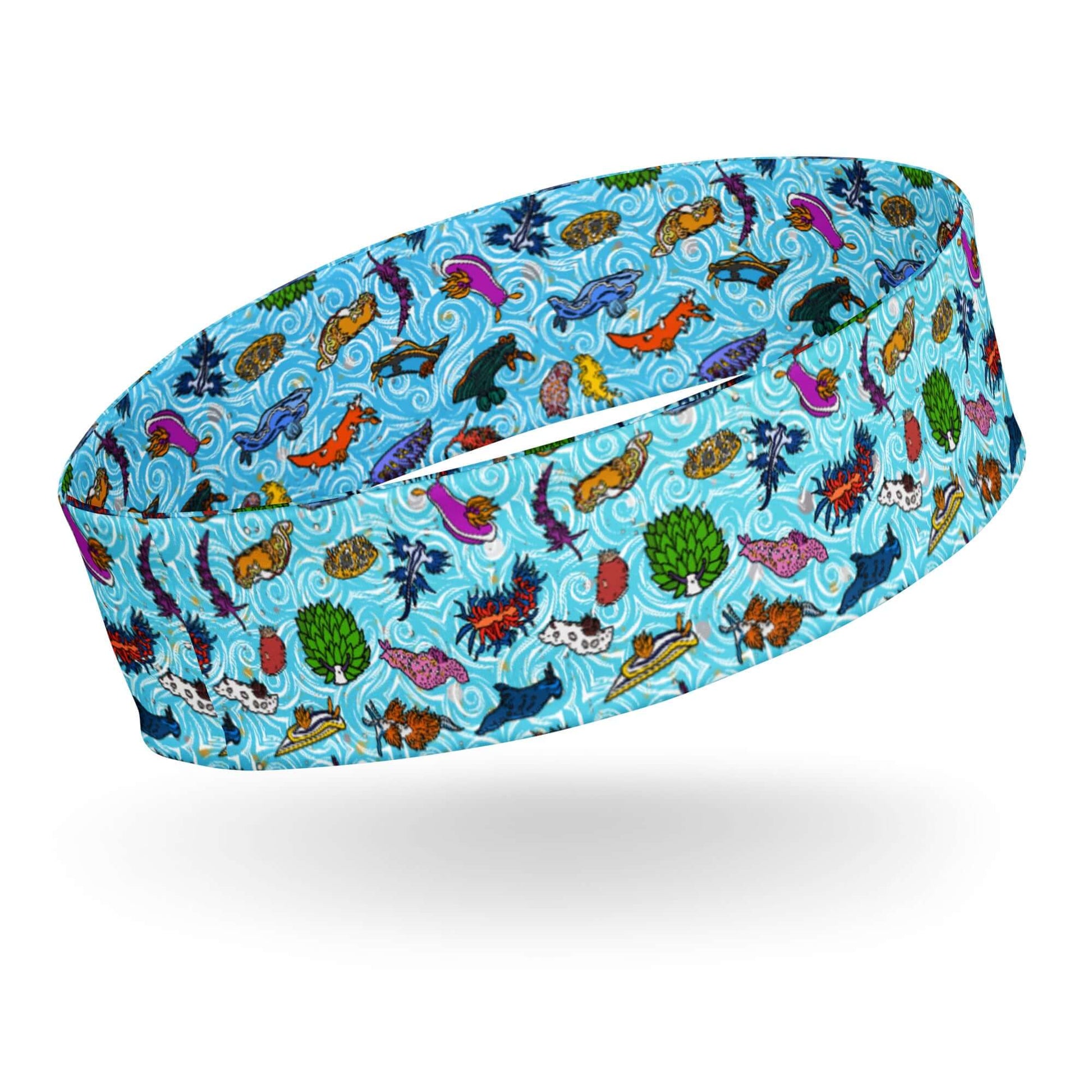 Nudibranch Sea Slugs Tropical Sea Blue Headband for Scuba Diving Hair SUP Snorkel Sun Protection Made in the USA