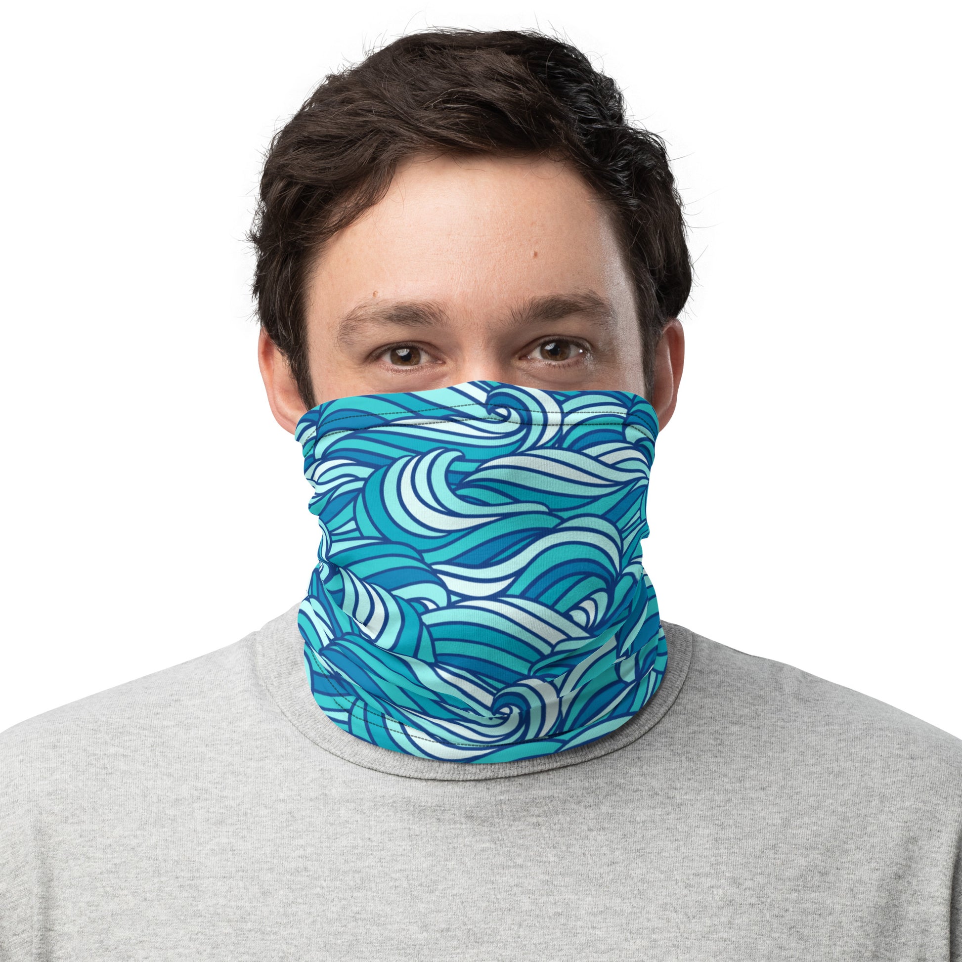 Sea Swirl Waves Graphic Design Gaiter Buff for Scuba Diving Hair Sun Protection SUP by The Lake Shark 