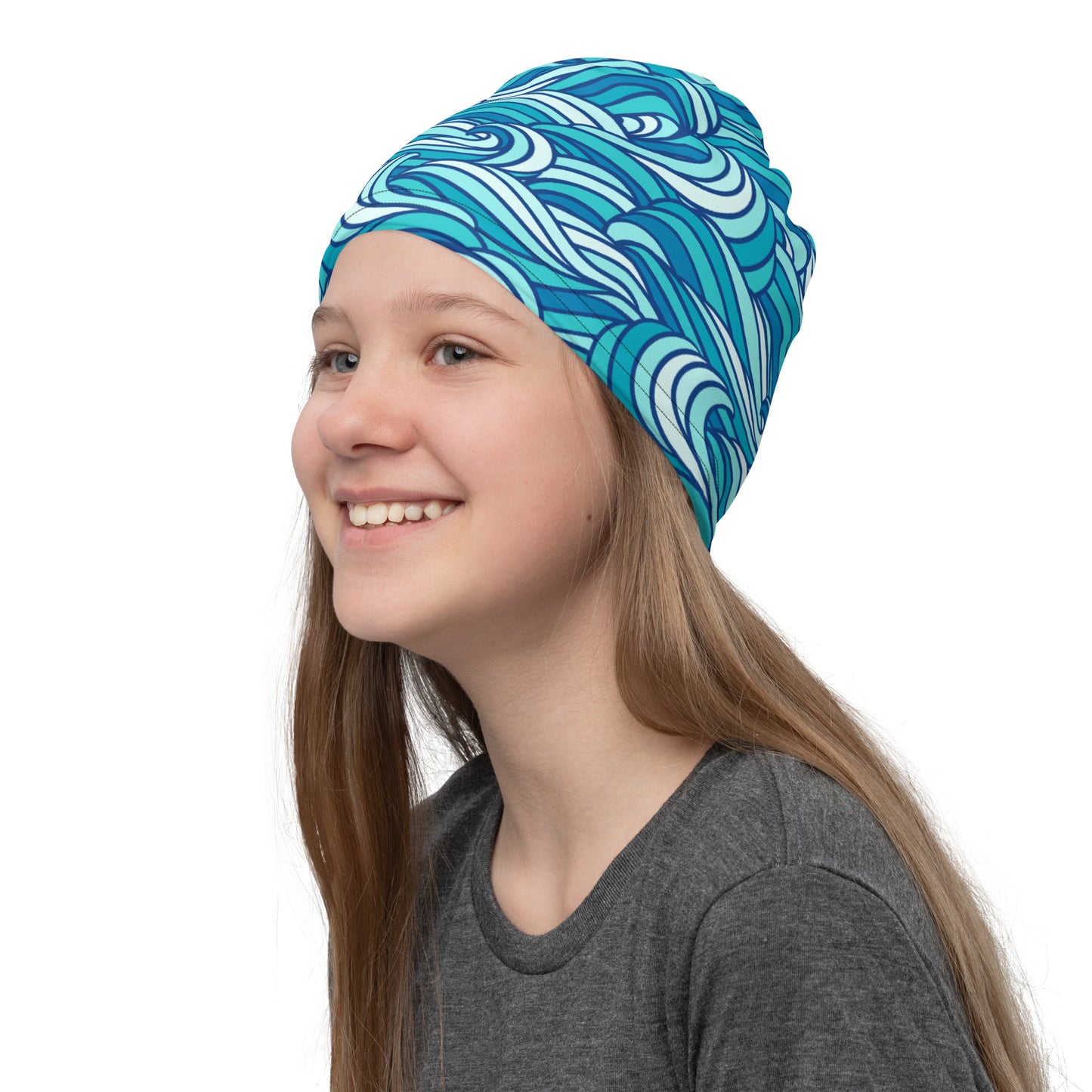 Sea Swirl Waves Graphic Design Gaiter Buff for Scuba Diving Hair Sun Protection SUP by The Lake Shark 