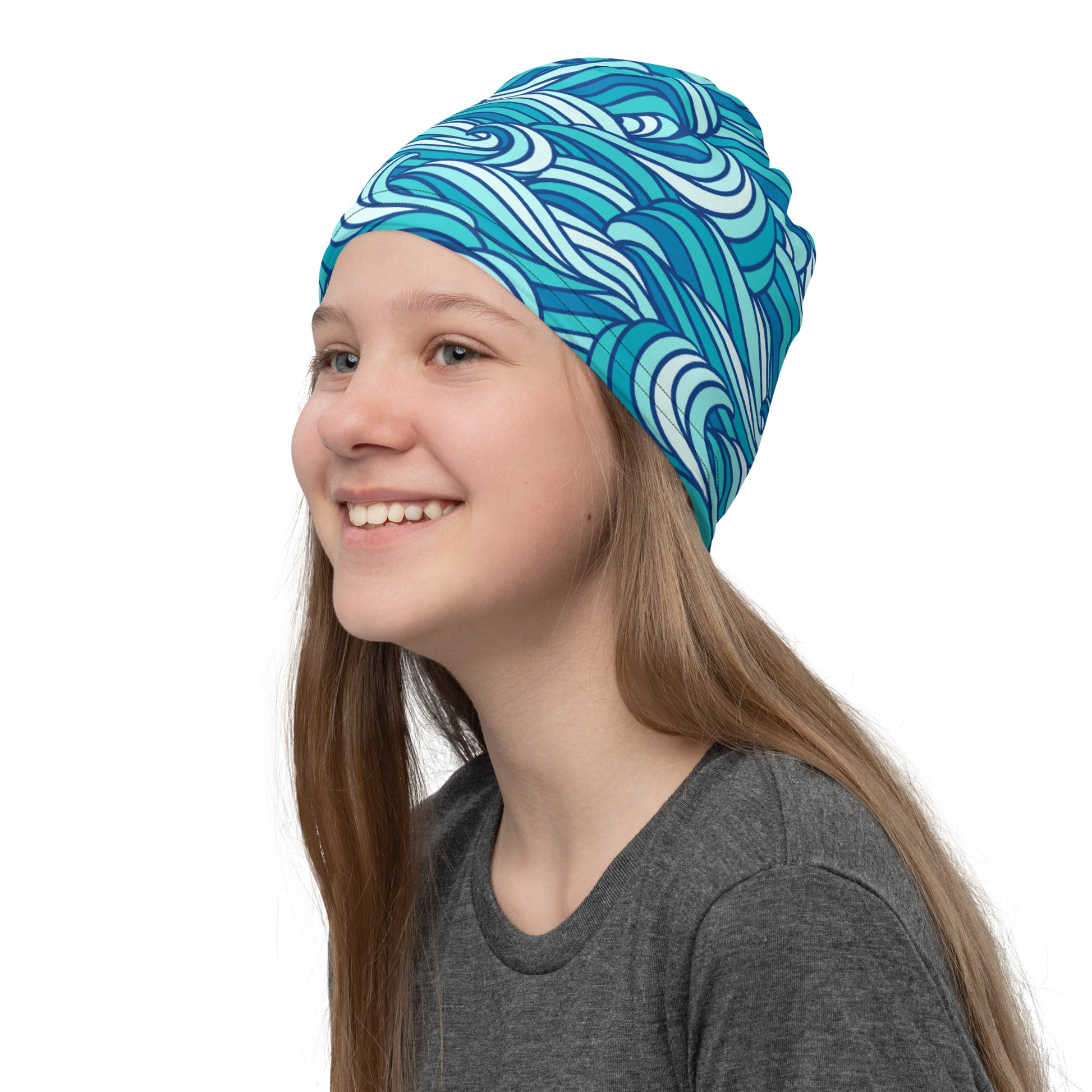 Sea Swirl Waves Graphic Design Gaiter Buff for Scuba Diving Hair Sun Protection SUP by The Lake Shark 