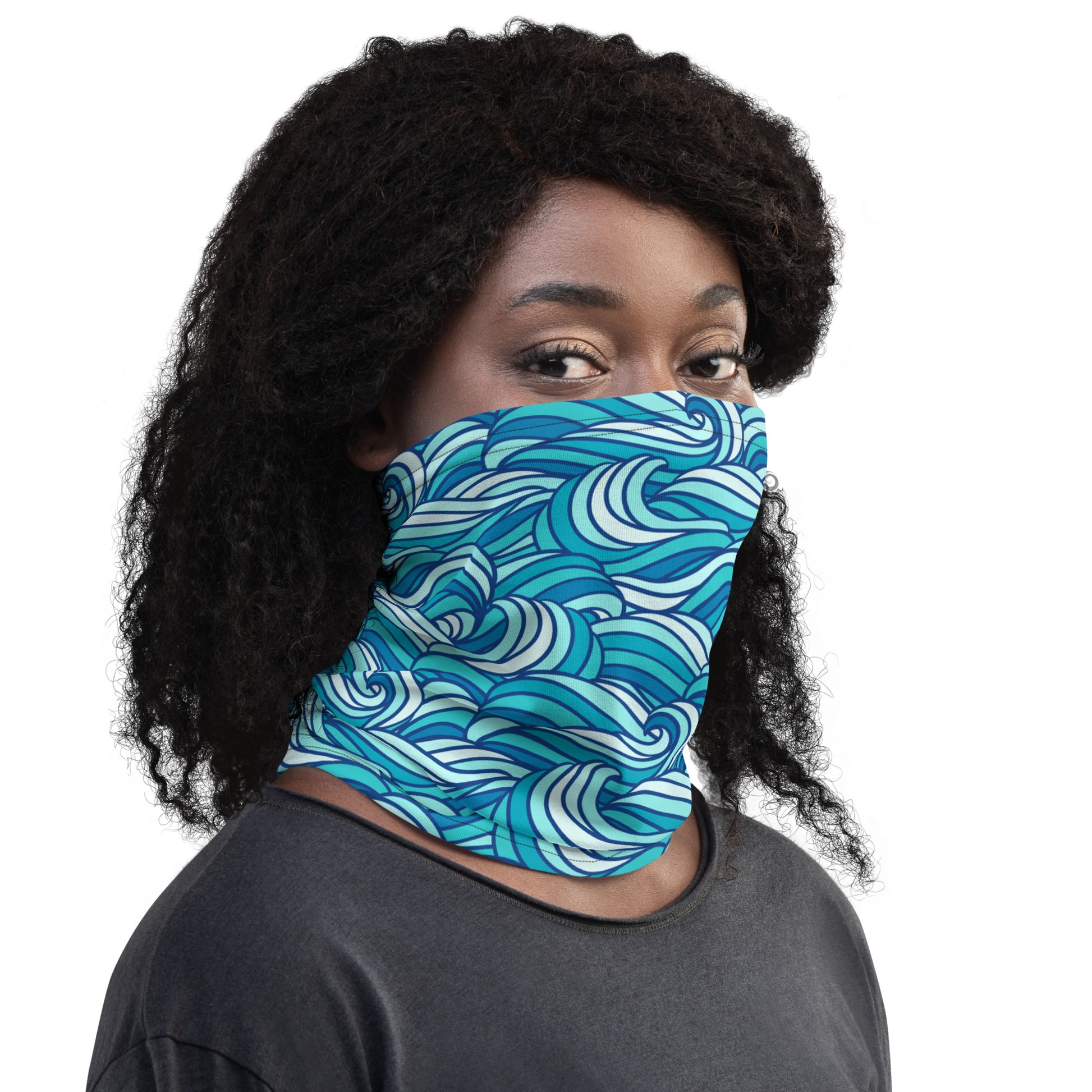 Sea Swirl Waves Graphic Design Gaiter Buff for Scuba Diving Hair Sun Protection SUP by The Lake Shark 