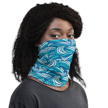 Sea Swirl Waves Graphic Design Gaiter Buff for Scuba Diving Hair Sun Protection SUP by The Lake Shark 