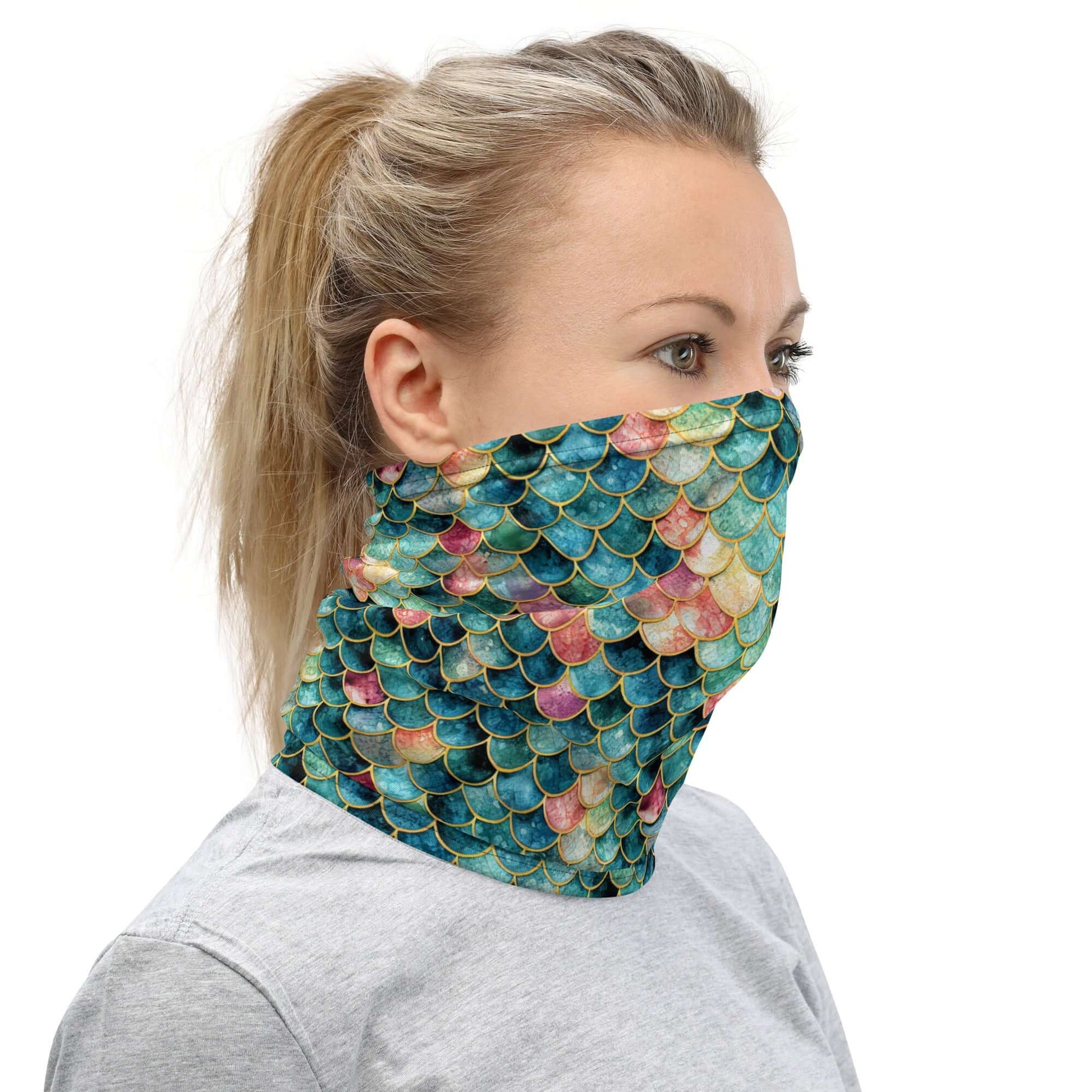 Mermaid Designer Gaiter Buff for Scuba Diving Hair Sun Protection SUP by The Lake Shark 