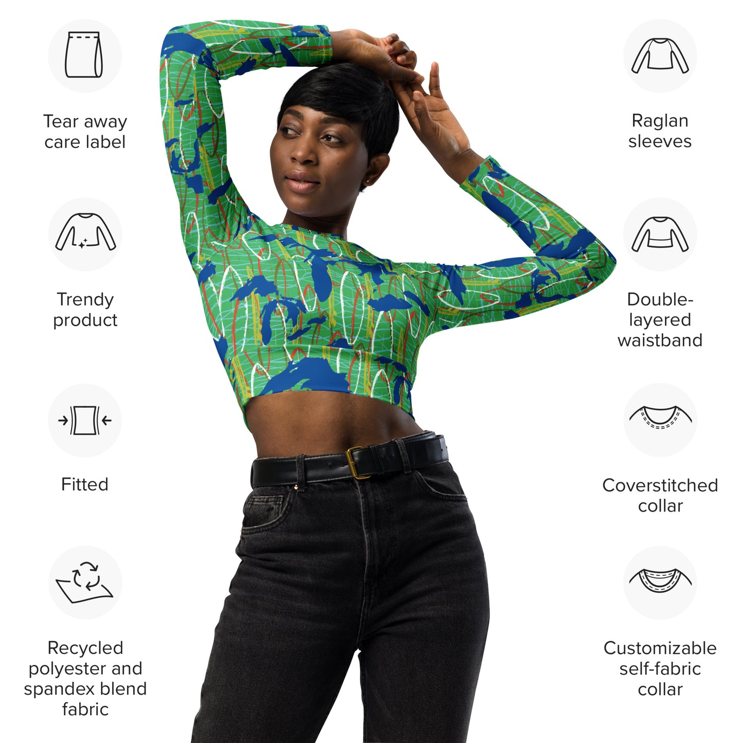 Great Lakes Camo: Crop-Top Rashguard