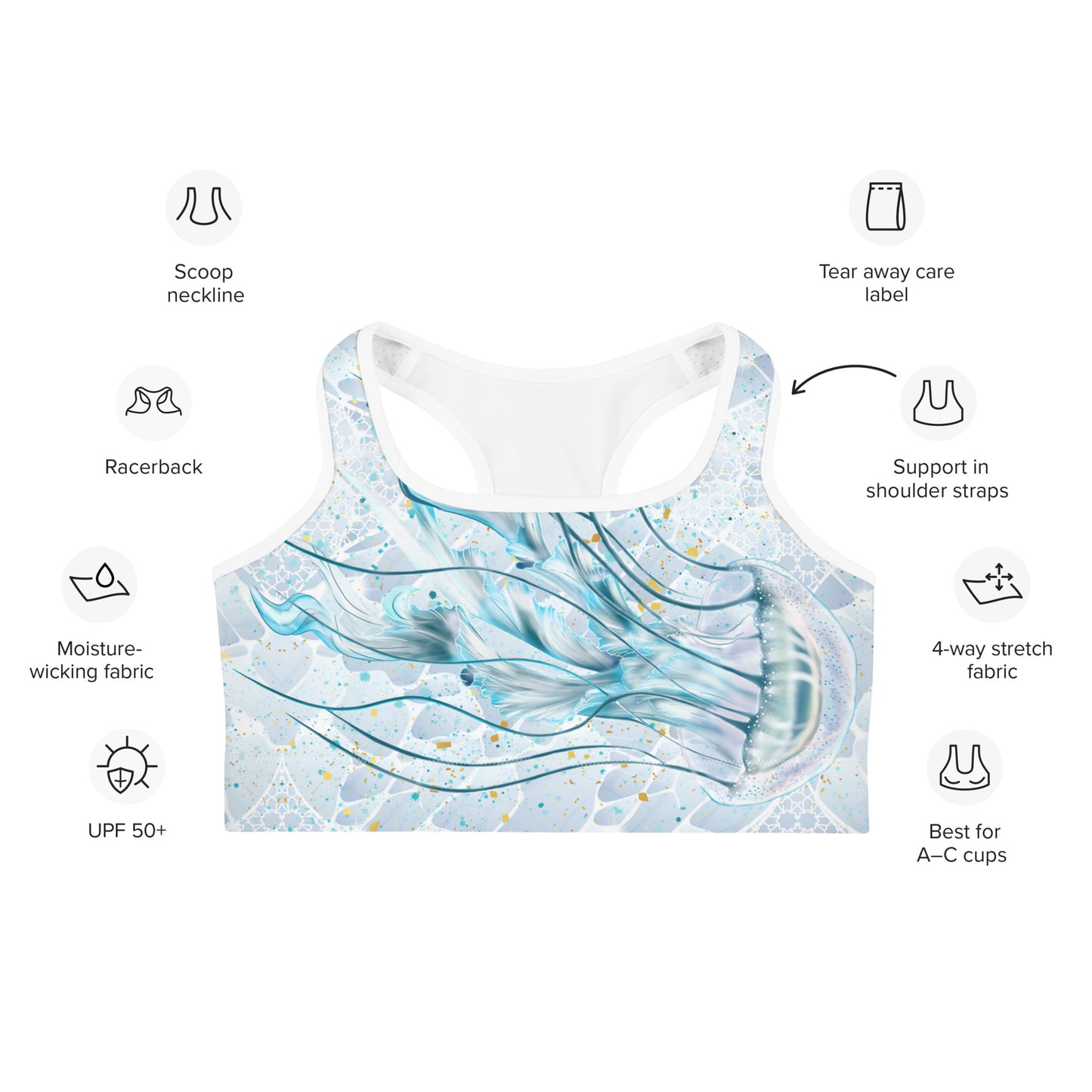 Jellyfish Mist: Swim & Sports Hybrid Bra Top